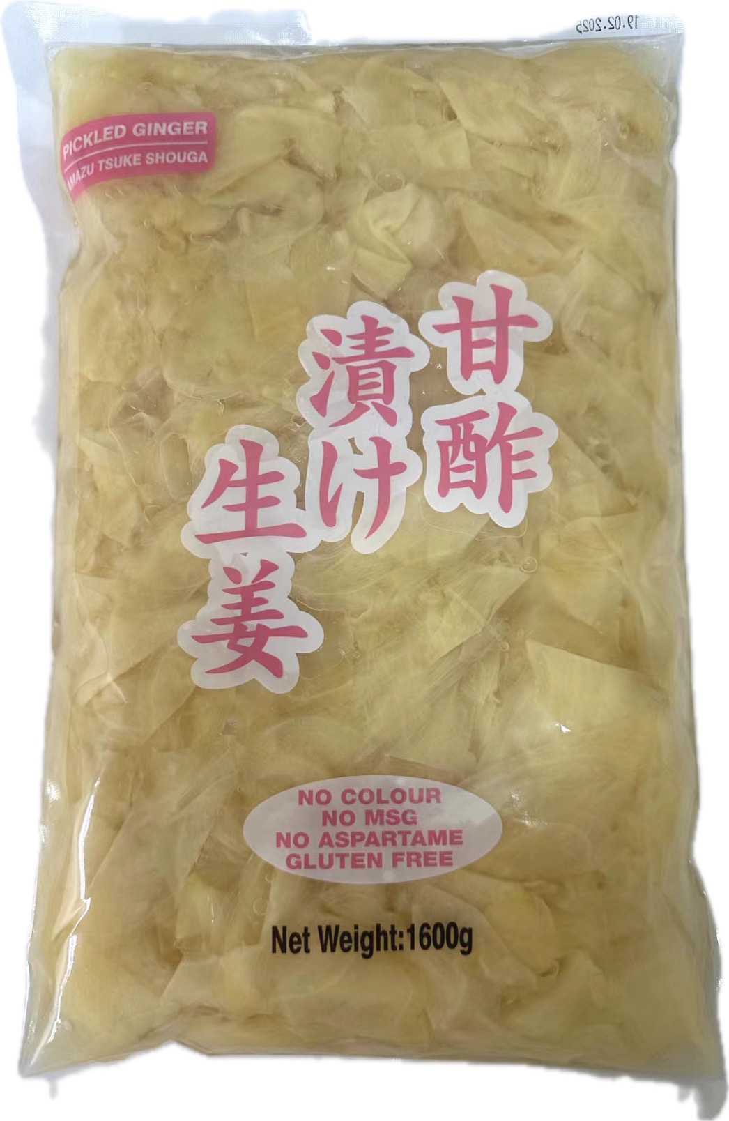 Pickled Ginger (White) Sliced No Aspartame 1.6kg [Box of 10]